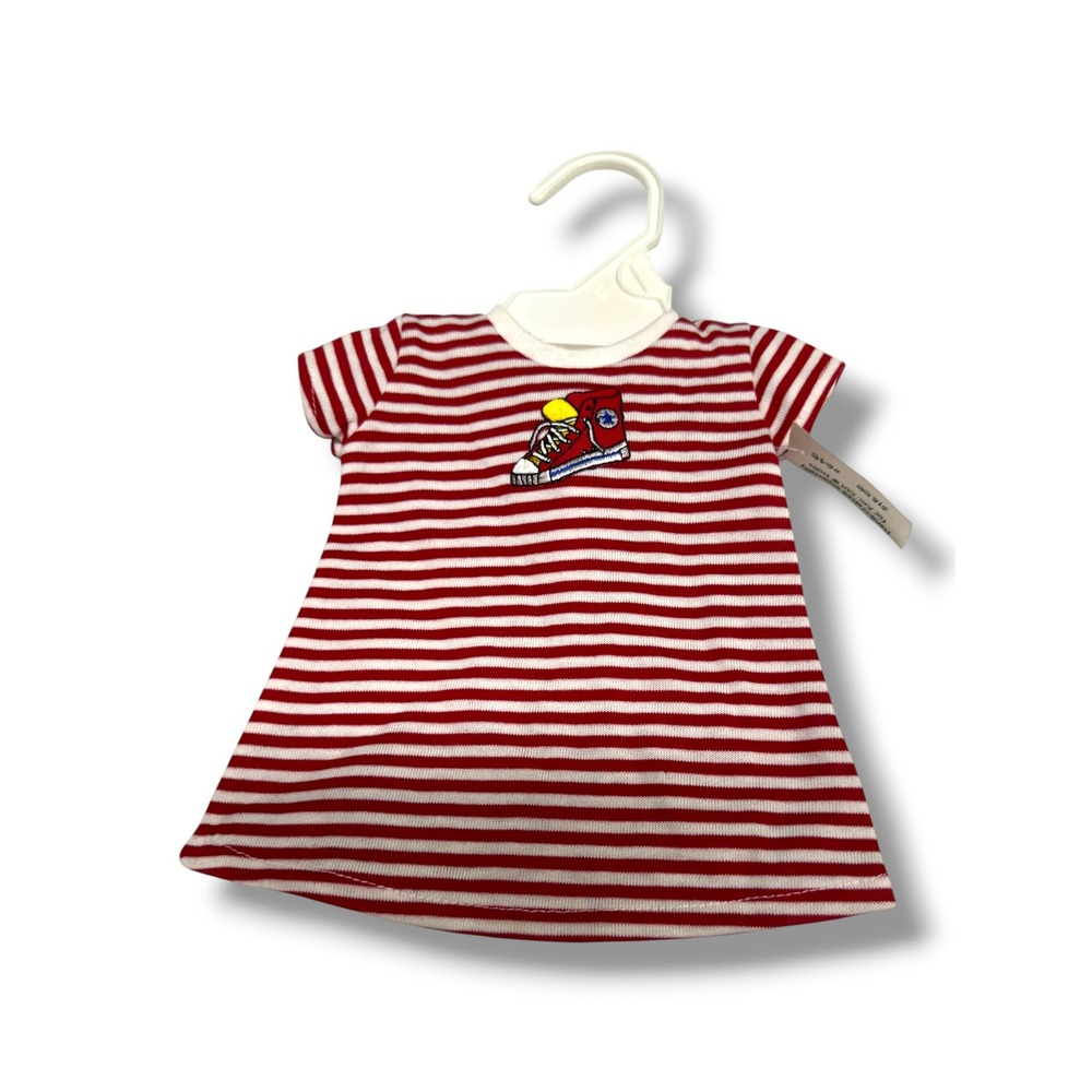 Dollworks Red White Striped Sneaker Applique Dress‎ for 18" American Girl Dolls